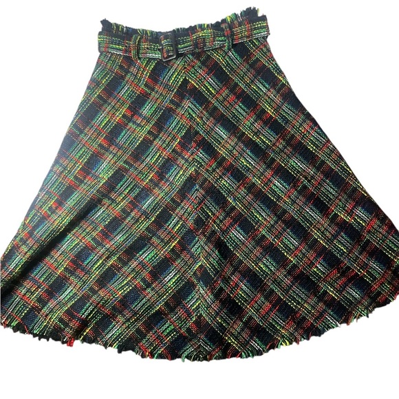 Zara Plaid A-Line Skirt - Multicolor - Picture 2 of 3
